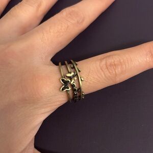 Elegant Gold Butterfly Ring Set